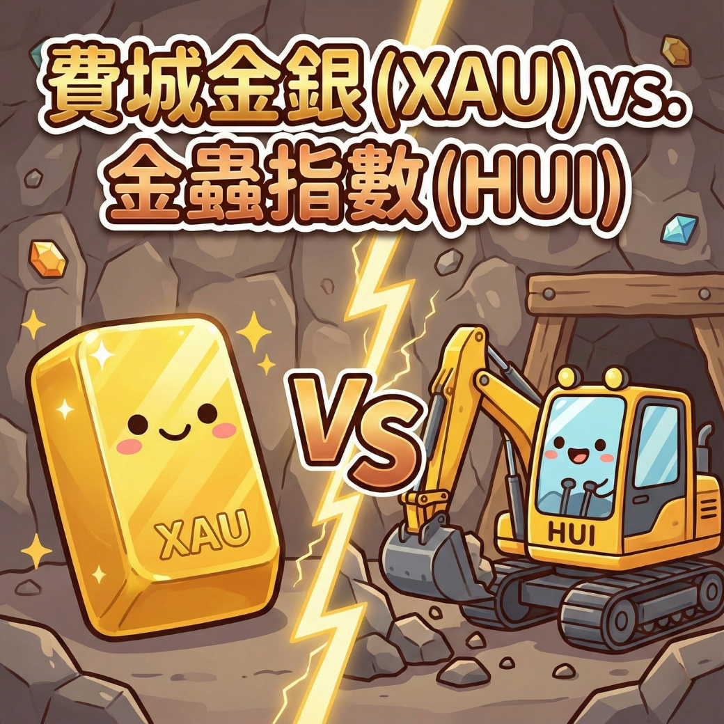 費城金銀 (XAU) vs. 金蟲指數 (HUI):不只買黃金,看懂金礦股的「槓桿效應」與獲利秘密