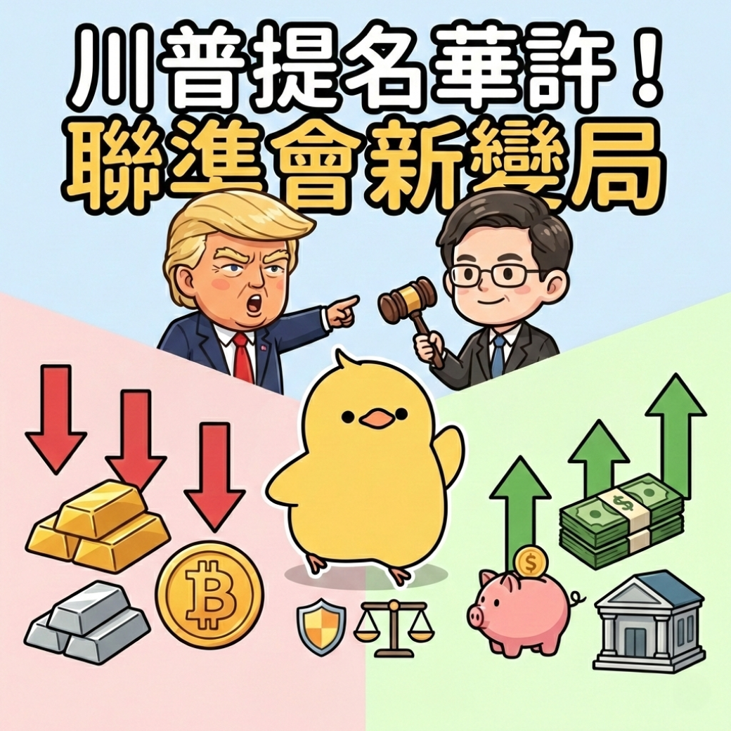 川普提名聯準會新主席!「鷹派」華許出線,黃金、比特幣震盪,解析2026新變局